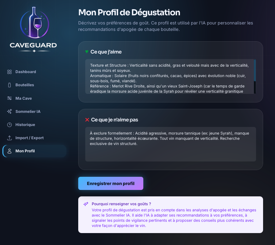 Profil de dégustation